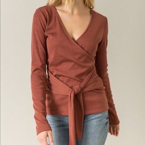Tie Waist Ribbed Knit Sweater